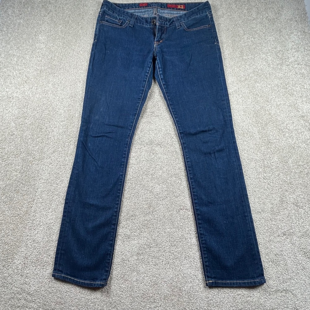 Express X2 Skinny Jeans Womens 8R Dark Wash Low‎ Rise Denim Embroidered Pockets